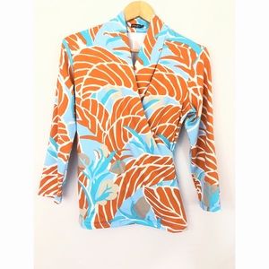 J. McLaughlin Tropical Print Faux Wrap Top